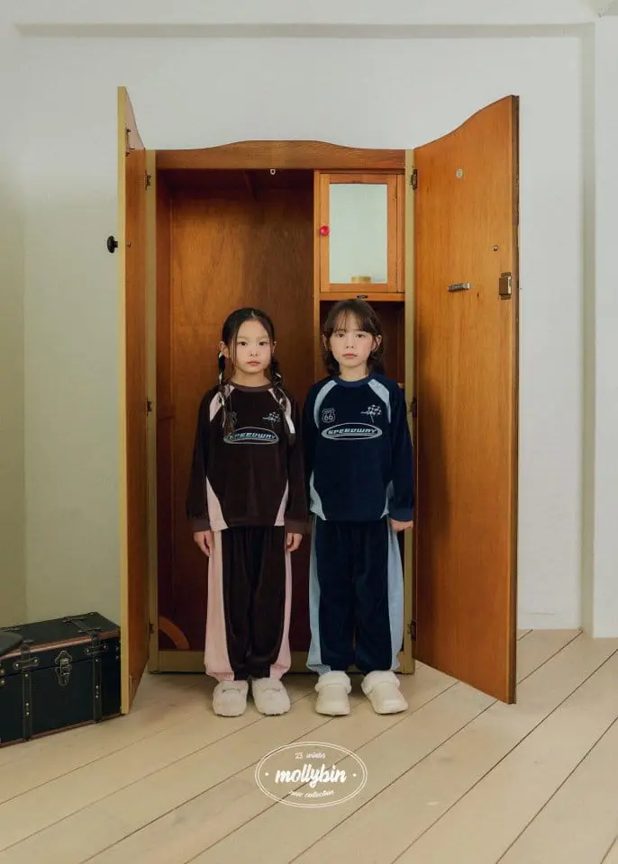 Mollybin - Korean Children Fashion - #childofig - Track Velvet Top Bottom Set - 10