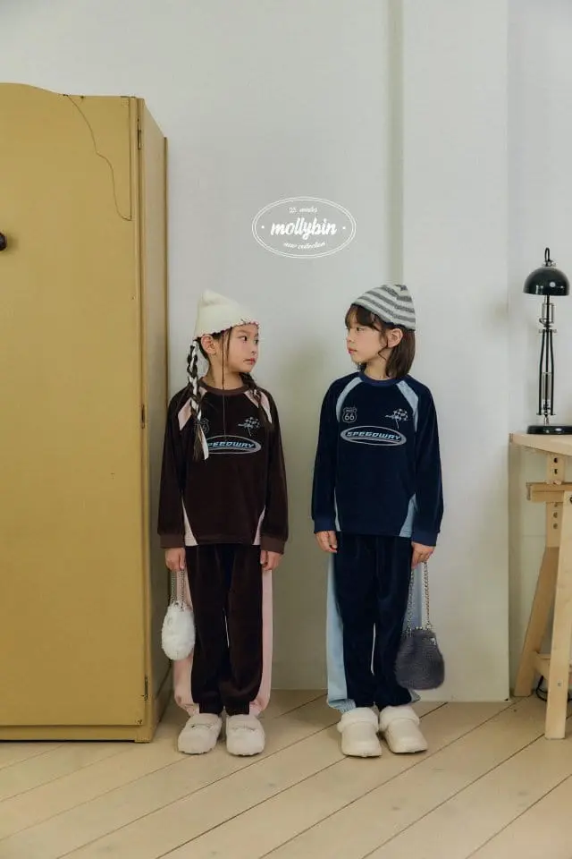 Mollybin - Korean Children Fashion - #childofig - Track Velvet Top Bottom Set - 9