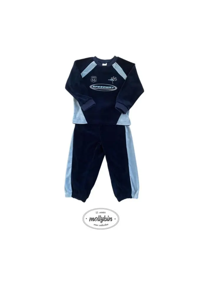 Mollybin - Korean Children Fashion - #kidzfashiontrend - Track Velvet Top Bottom Set - 3