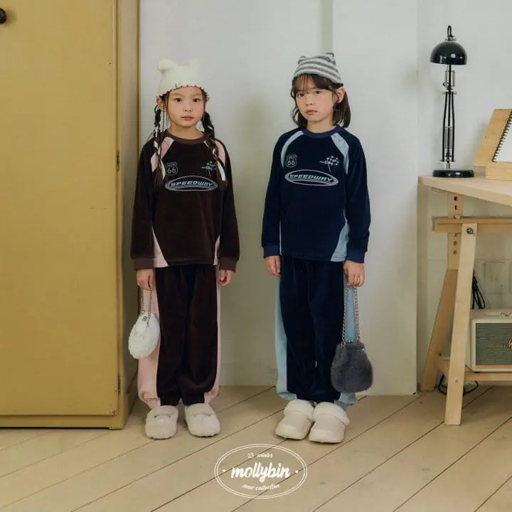 Mollybin - Korean Children Fashion - #magicofchildhood - Track Velvet Top Bottom Set - 6