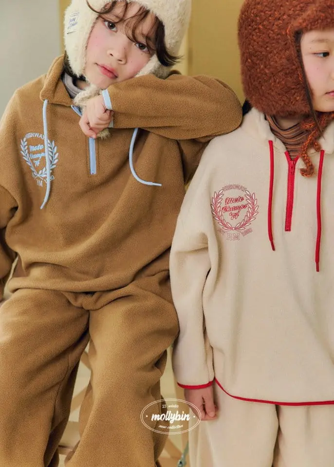Mollybin - Korean Children Fashion - #prettylittlegirls - Coco Fleece Top Bottom Set - 6