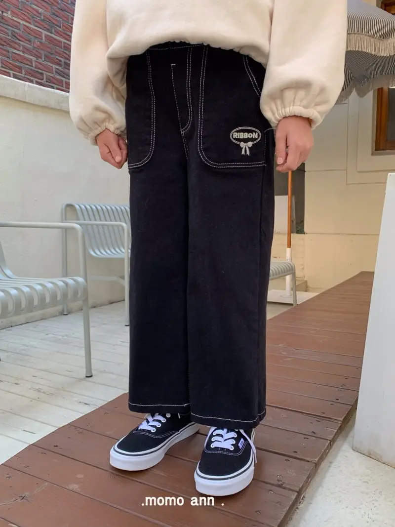 Momo Ann - Korean Children Fashion - #fashionkids - Black Stitch Pants - 6