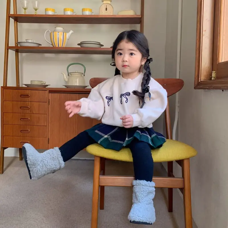 Momo Ann - Korean Children Fashion - #kidsshorts - Ribbon Sweatshirt - 9