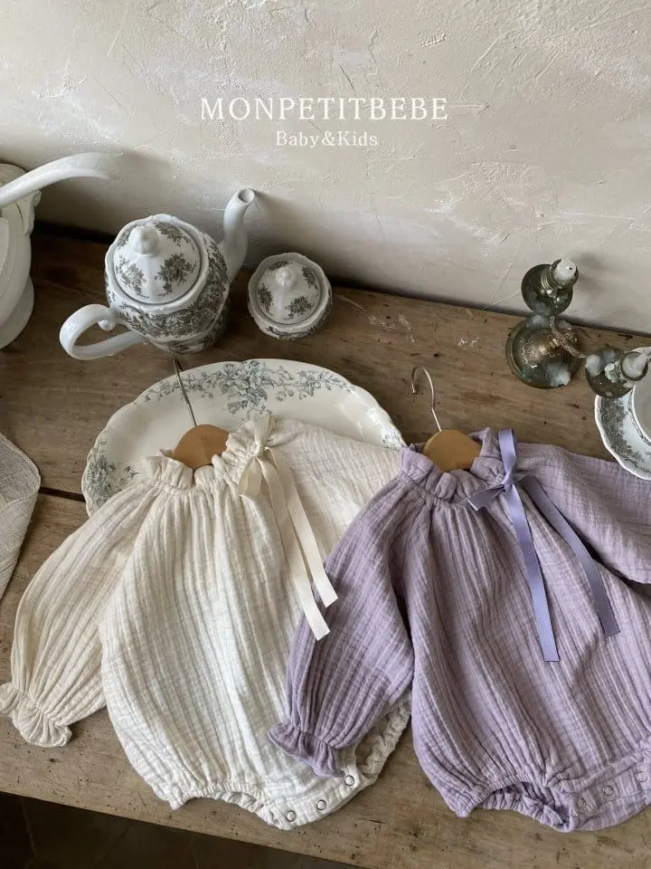 Mon Petit Bebe - Korean Baby Fashion - #babyootd - Bebe Ribbon Body Suit