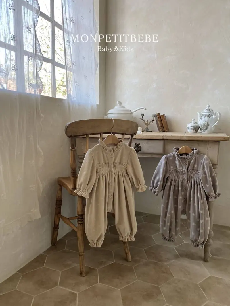 Mon Petit Bebe - Korean Baby Fashion - #babyootd - Bebe Smoke Veloure Body Suit - 2