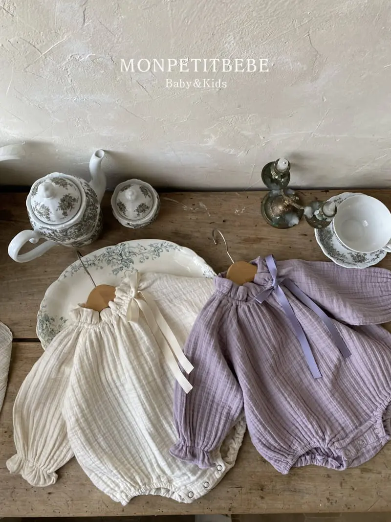 Mon Petit Bebe - Korean Baby Fashion - #babyoutfit - Bebe Ribbon Body Suit - 2