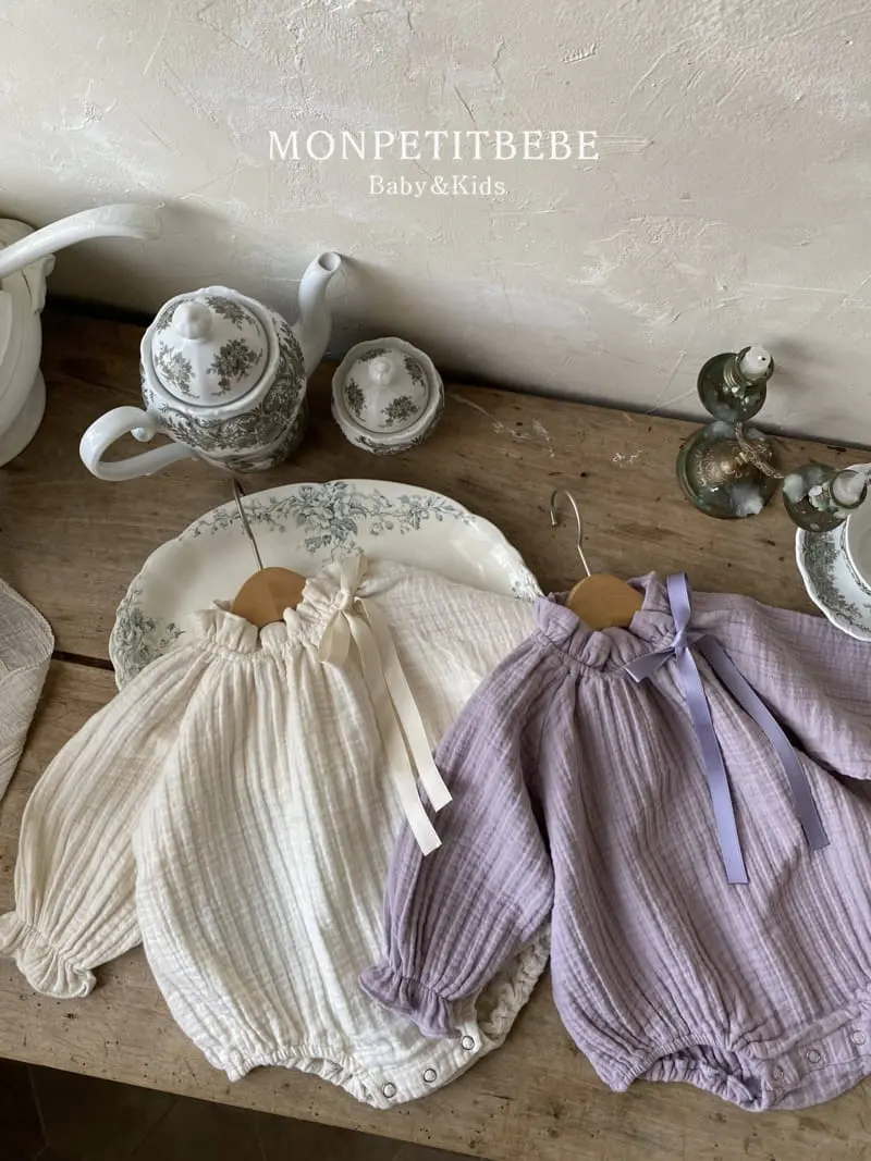Mon Petit Bebe - Korean Baby Fashion - #babyoutfit - Bebe Ribbon Body Suit - 3