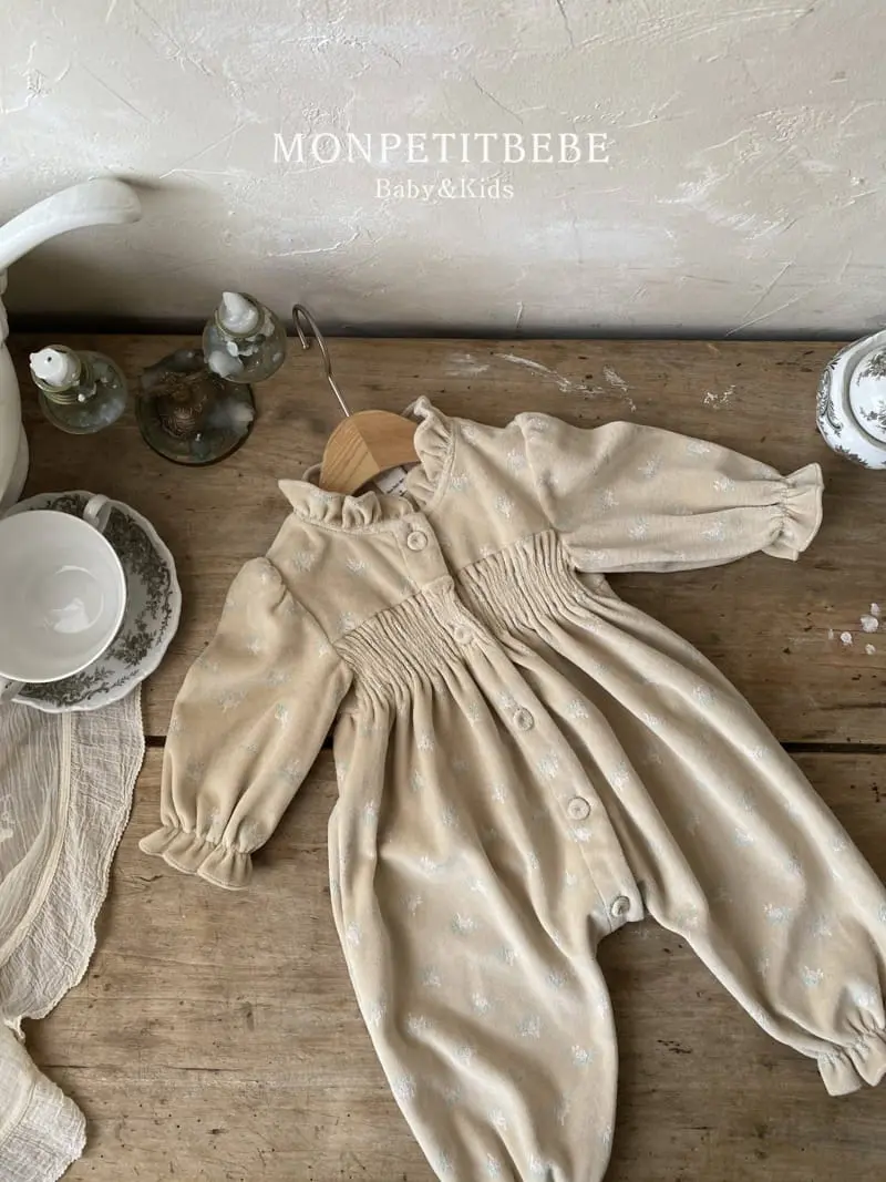 Mon Petit Bebe - Korean Baby Fashion - #babyoutfit - Bebe Smoke Veloure Body Suit - 4
