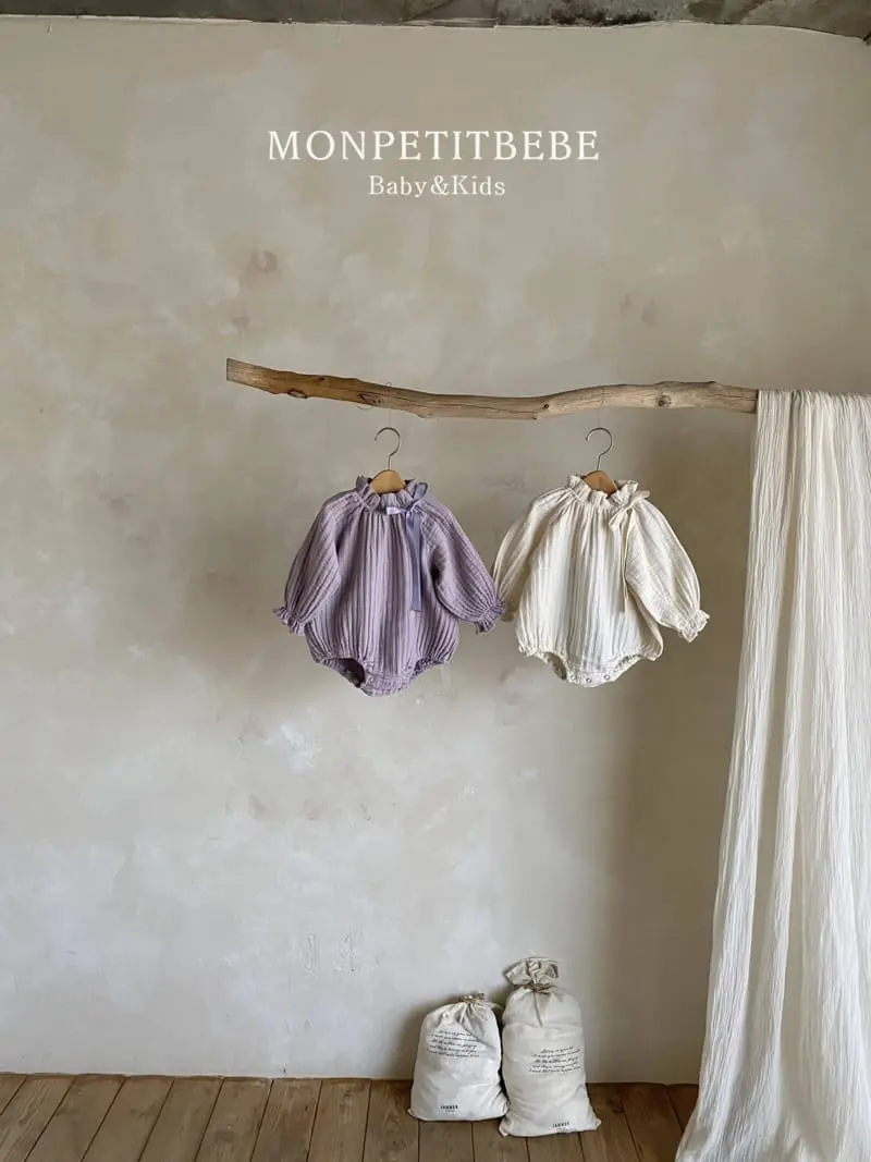Mon Petit Bebe - Korean Baby Fashion - #onlinebabyshop - Bebe Ribbon Body Suit - 6