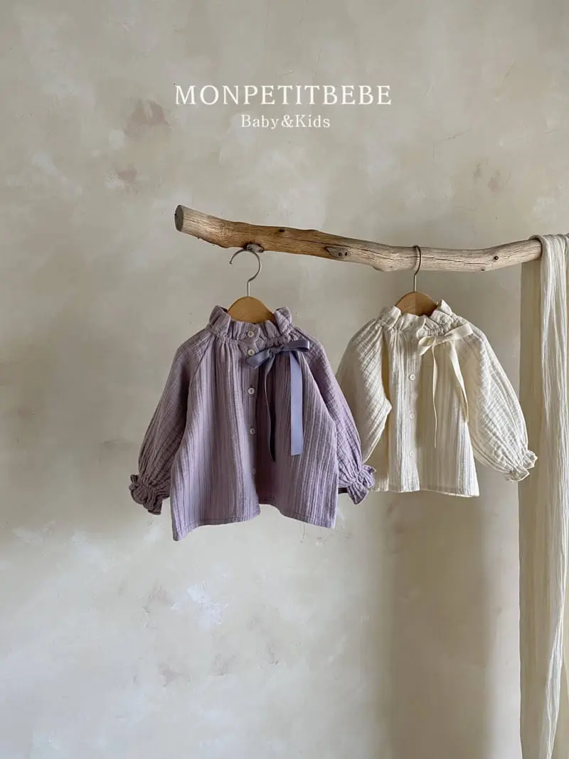 Mon Petit Bebe - Korean Children Fashion - #kidsstore - Ribbon Blouse - 2