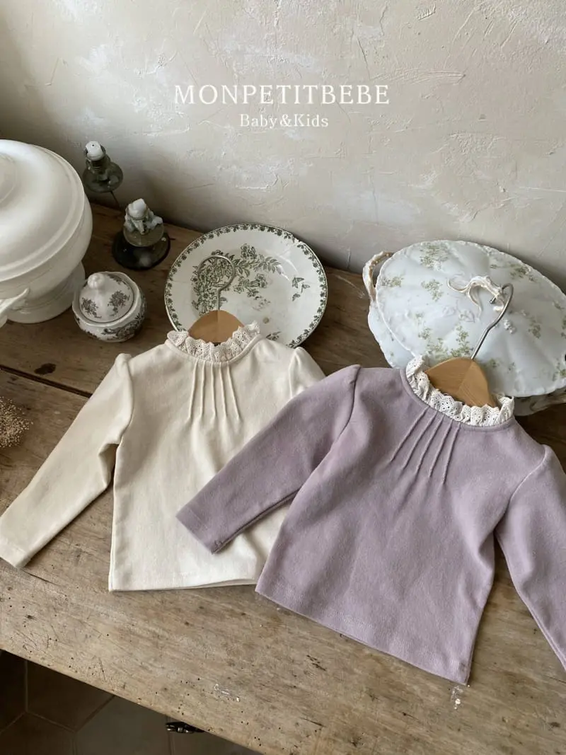Mon Petit Bebe - Korean Children Fashion - #kidzfashiontrend - Pintuck Lace Tee - 2