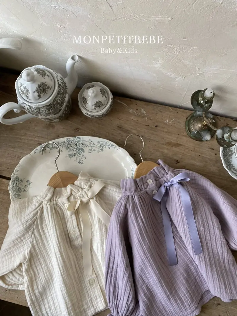 Mon Petit Bebe - Korean Children Fashion - #littlefashionista - Ribbon Blouse - 5