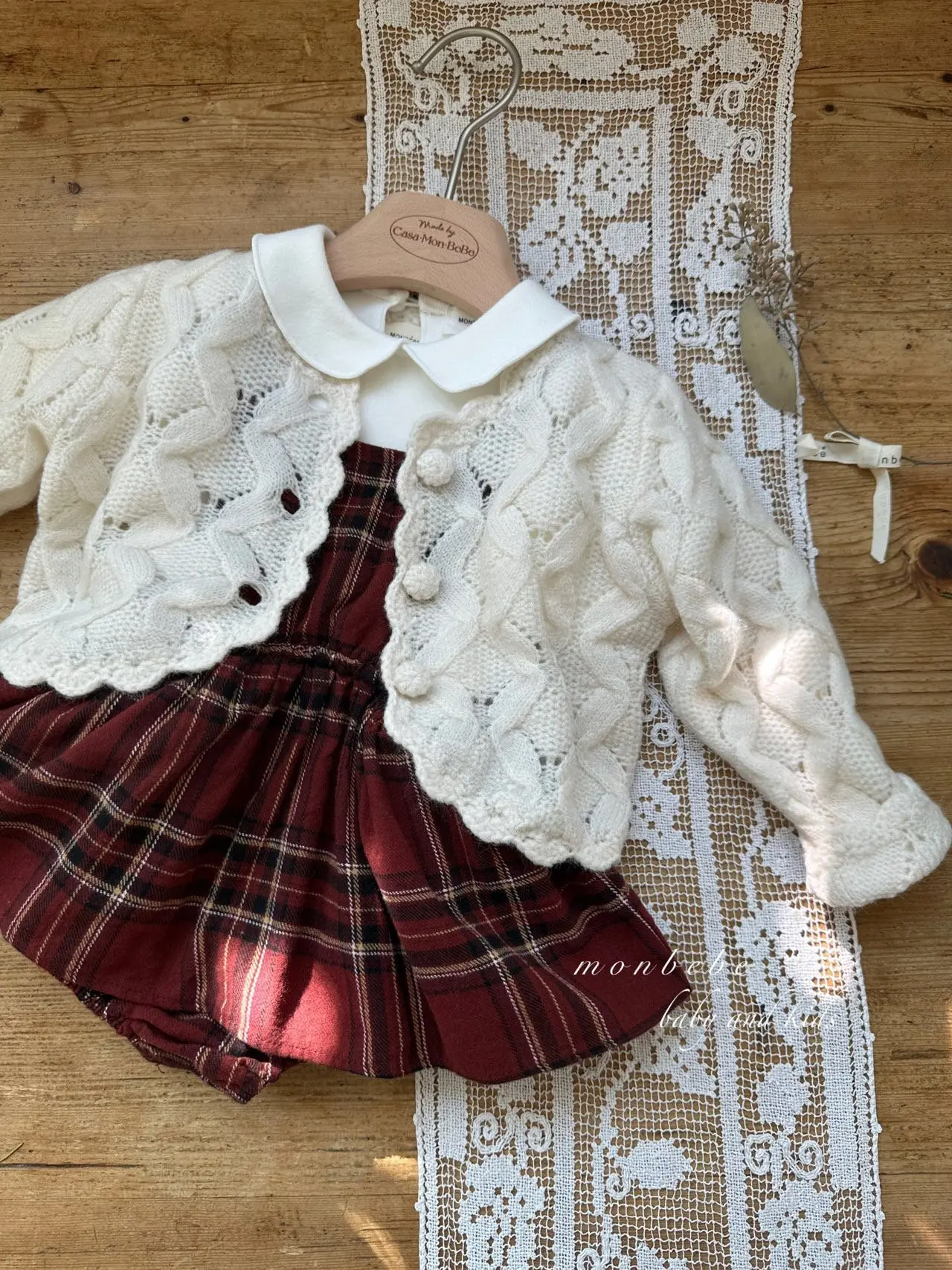 Monbebe - Korean Baby Fashion - #babyclothing - Check Dungarees Bodysuit - 11