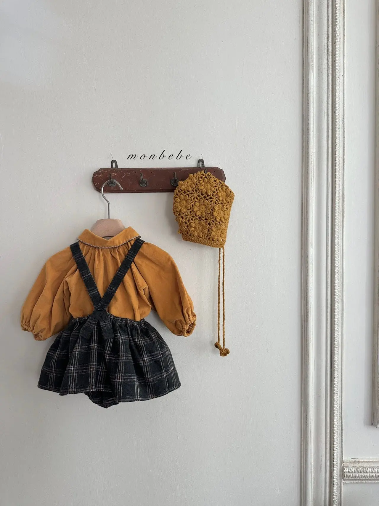 Monbebe - Korean Baby Fashion - #babyfashion - Check Dungarees Bodysuit - 12