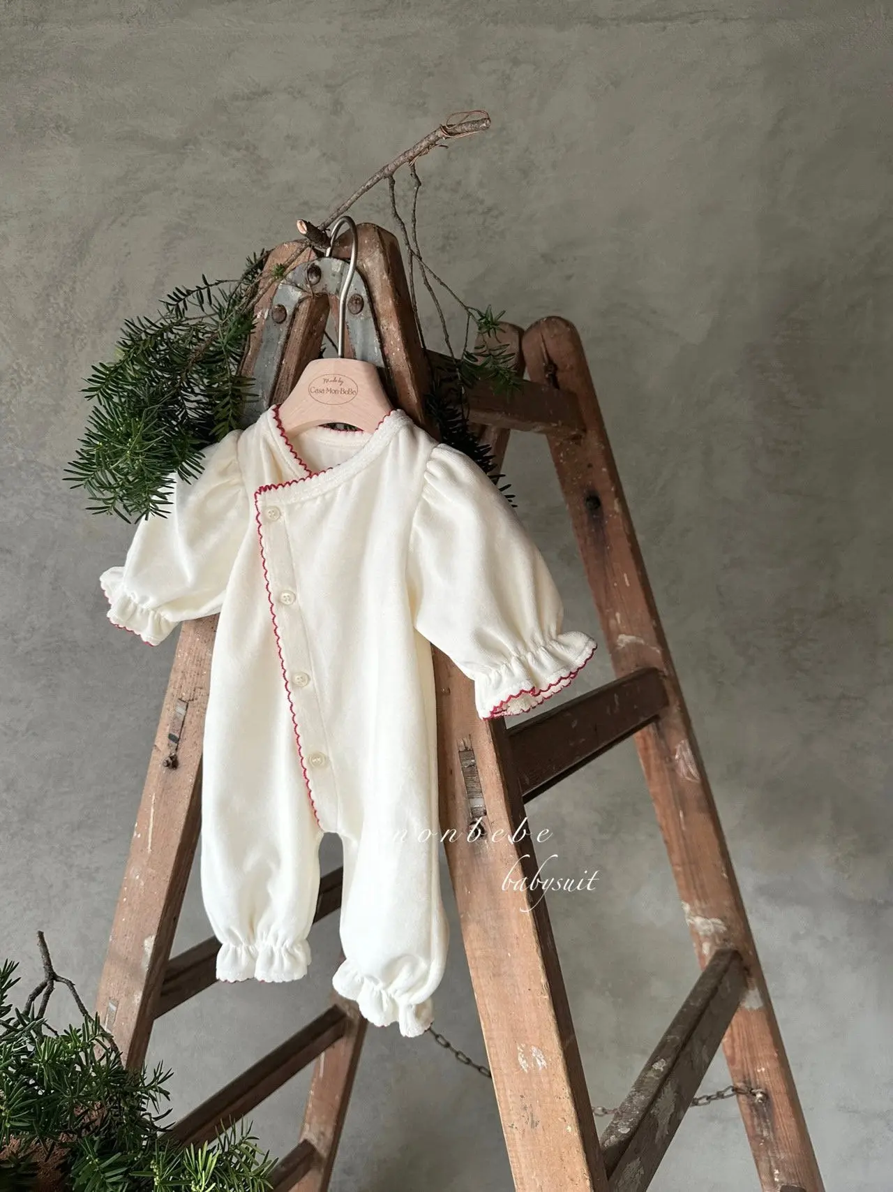 Monbebe - Korean Baby Fashion - #babyfever - Veloure Grace Bodysuit - 4