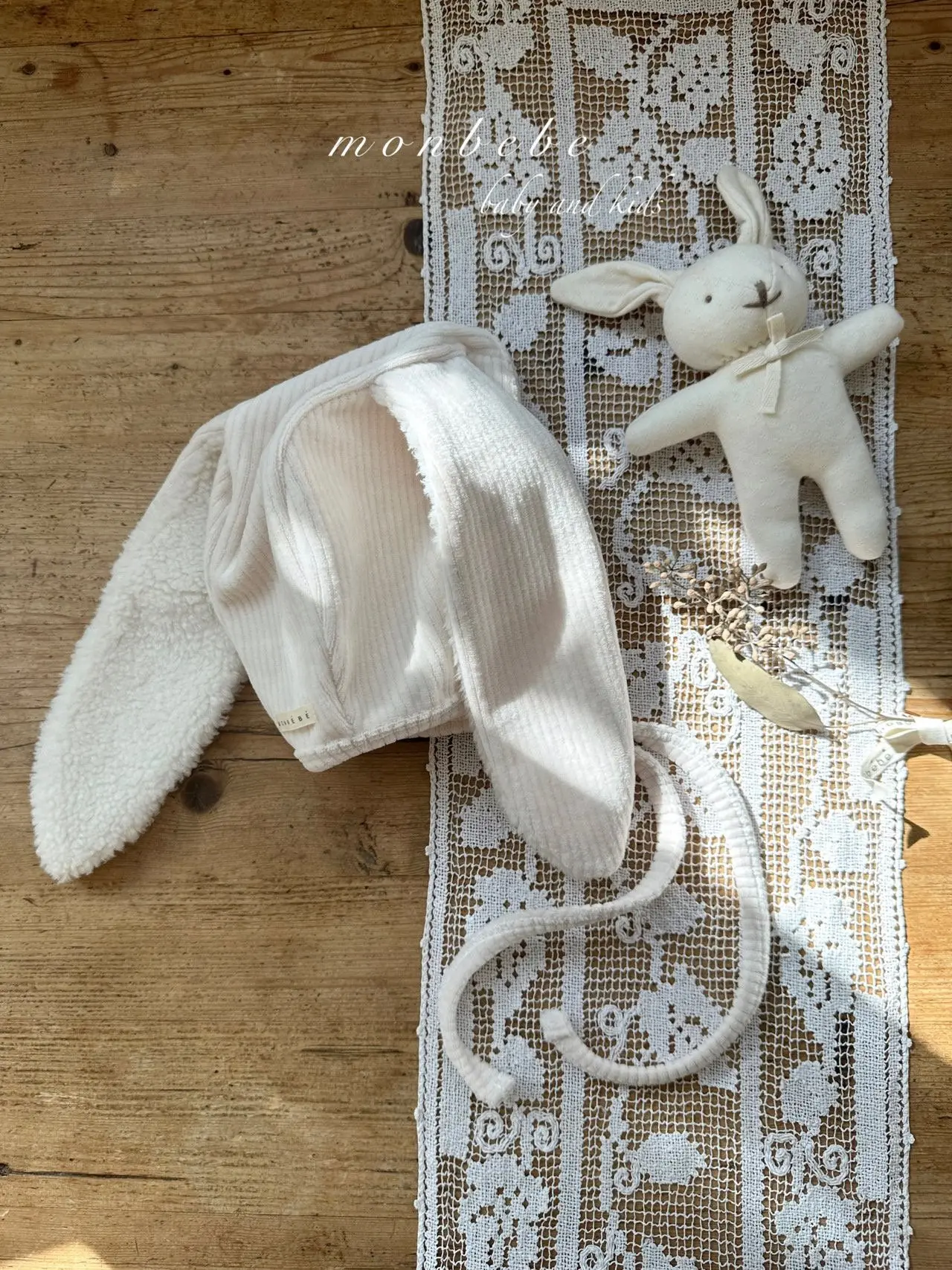 Monbebe - Korean Baby Fashion - #babygirlfashion - Macadamia Bunny Bonnet - 7