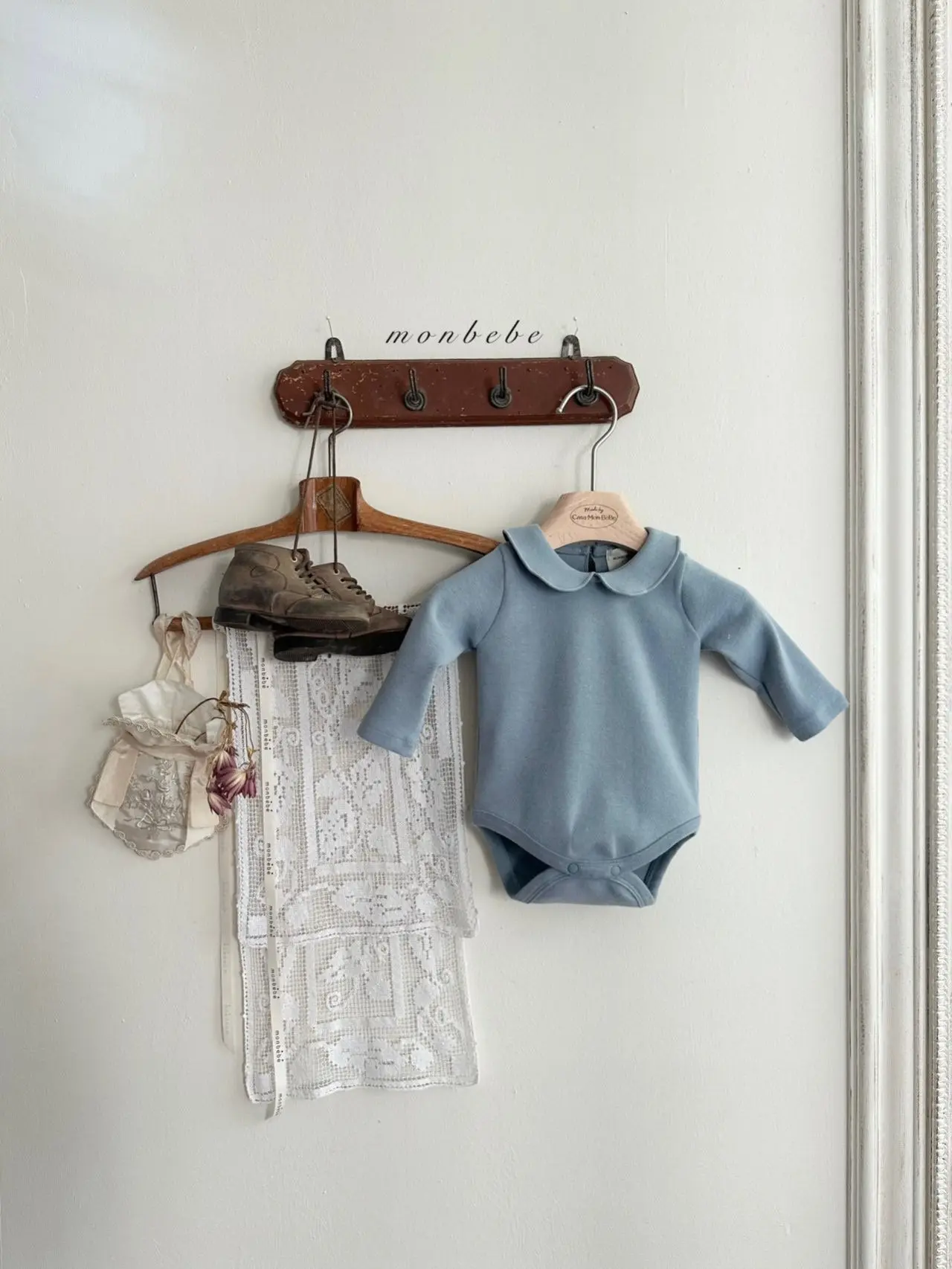 Monbebe - Korean Baby Fashion - #babygirlfashion - W Collar Bodysuit - 5