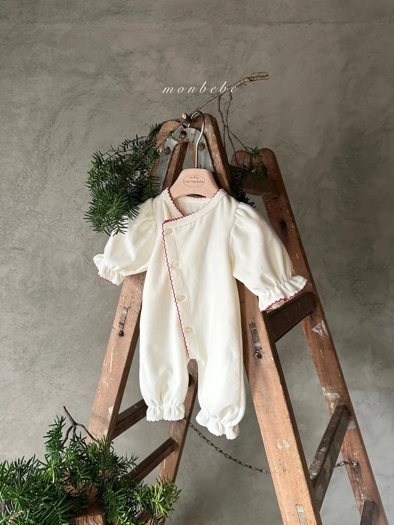 Monbebe - Korean Baby Fashion - #babyoninstagram - Veloure Grace Bodysuit - 6