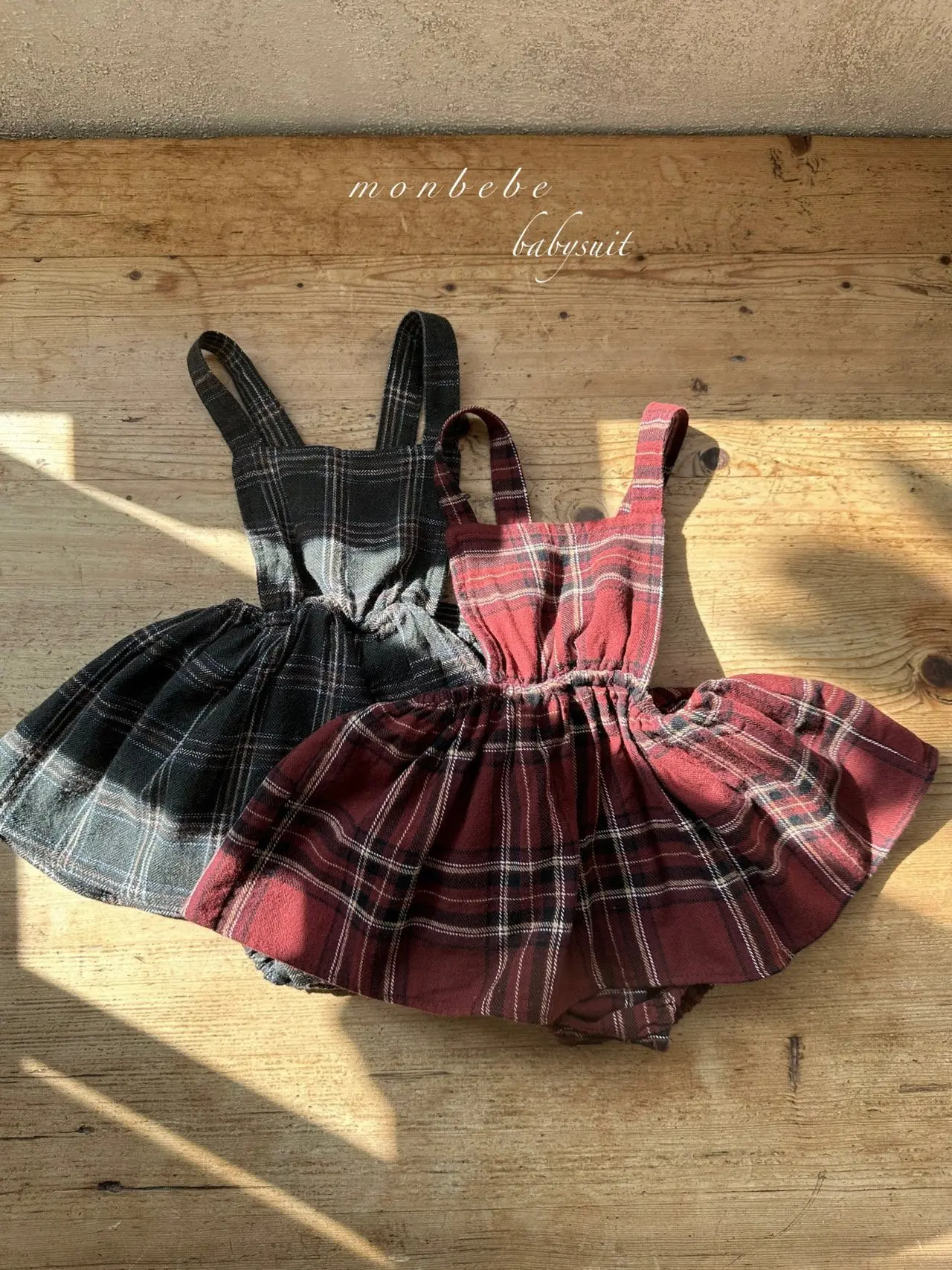 Monbebe - Korean Baby Fashion - #babyoninstagram - Check Dungarees Bodysuit