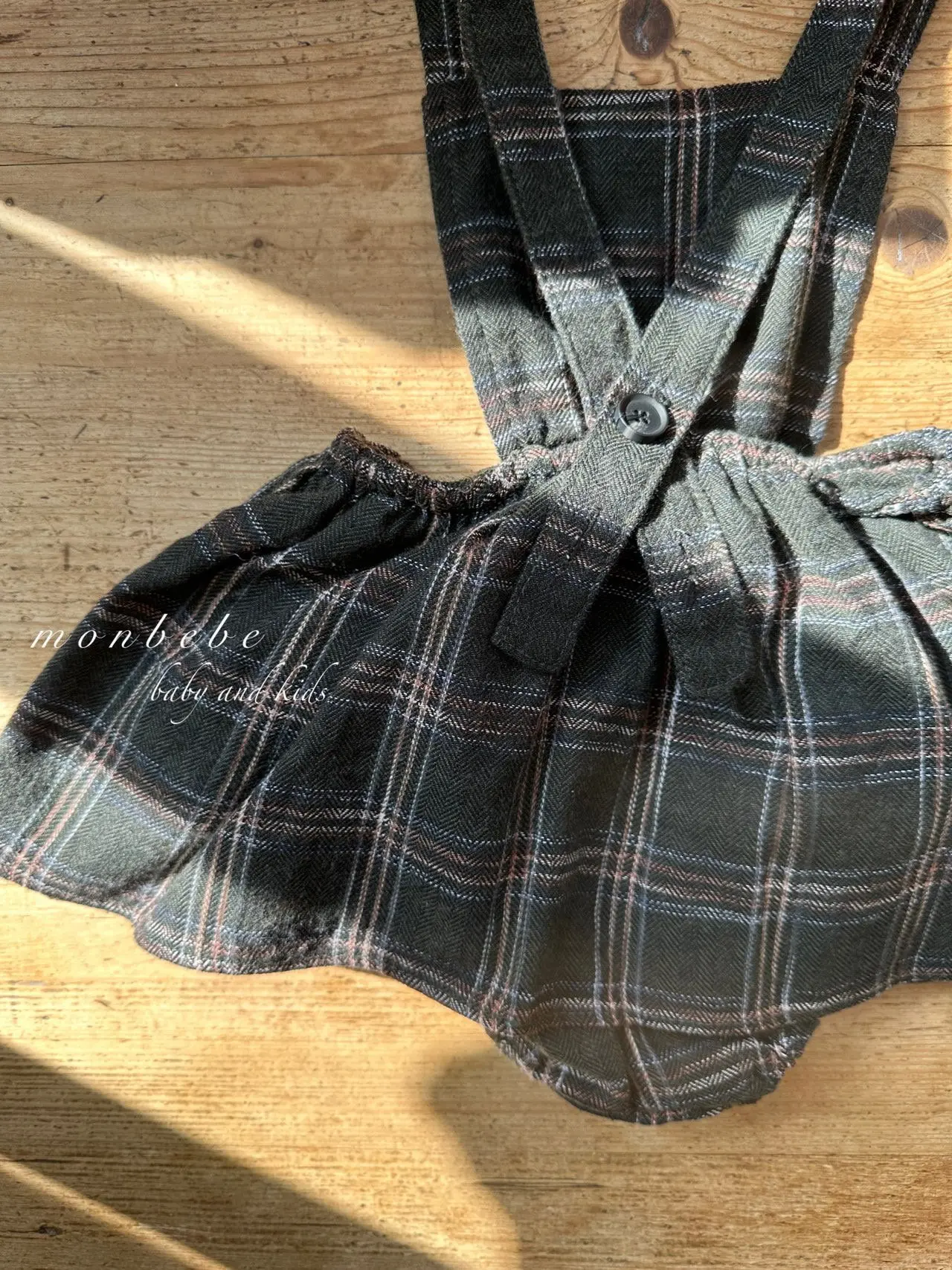 Monbebe - Korean Baby Fashion - #babyootd - Check Dungarees Bodysuit - 2