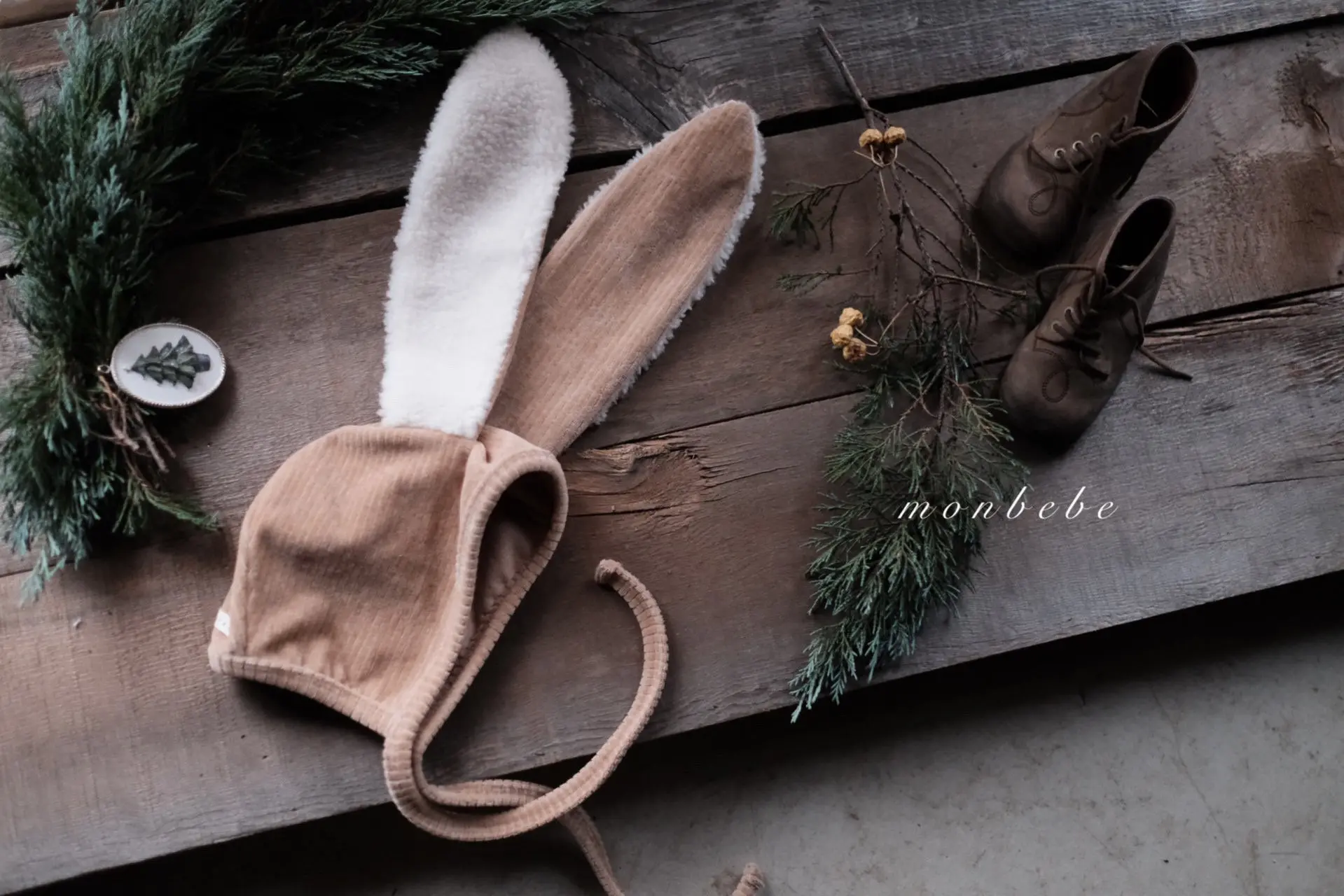 Monbebe - Korean Baby Fashion - #babyoutfit - Macadamia Bunny Bonnet - 11