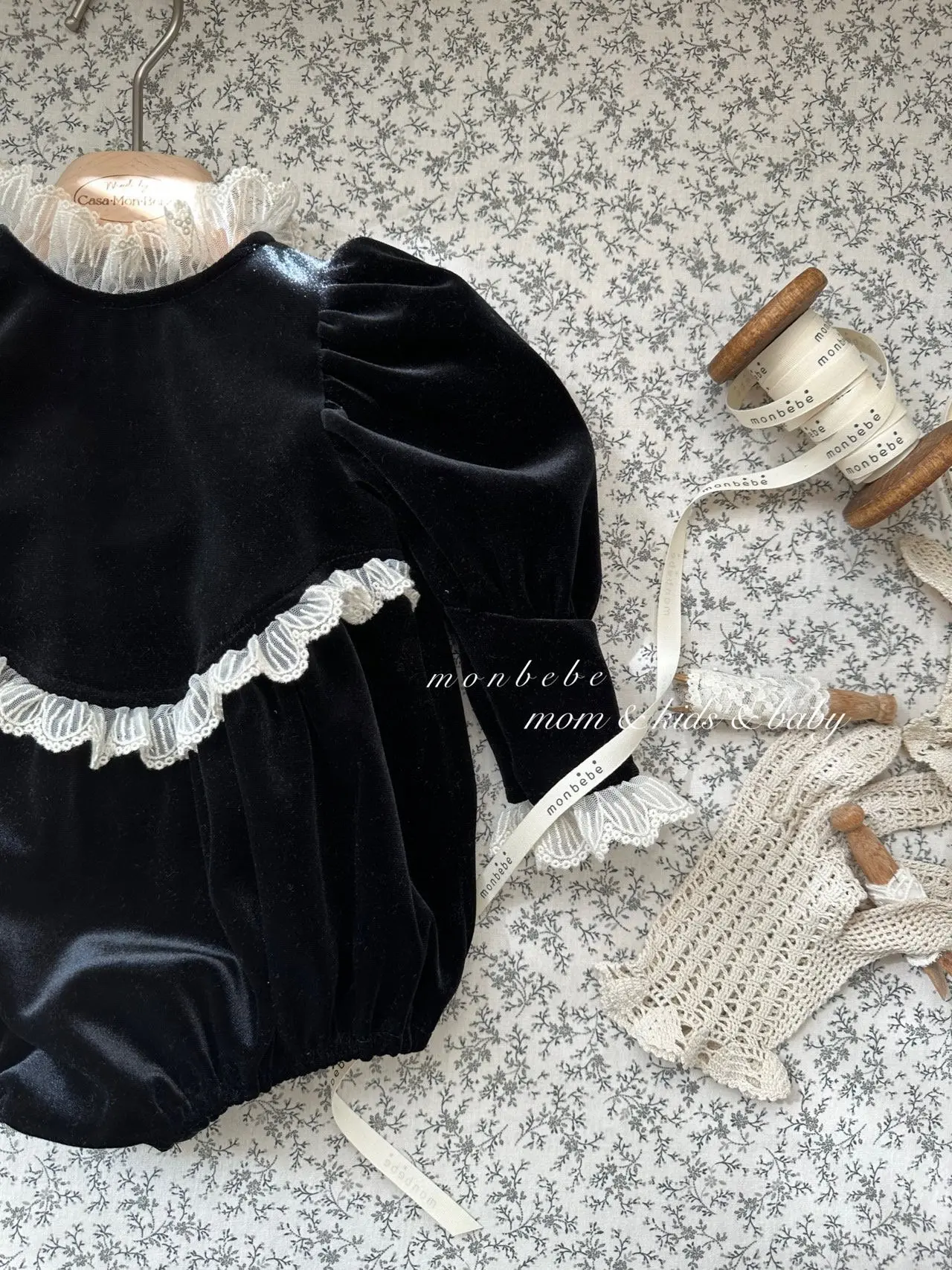 Monbebe - Korean Baby Fashion - #onlinebabyshop - Velvet Bodysuit - 6