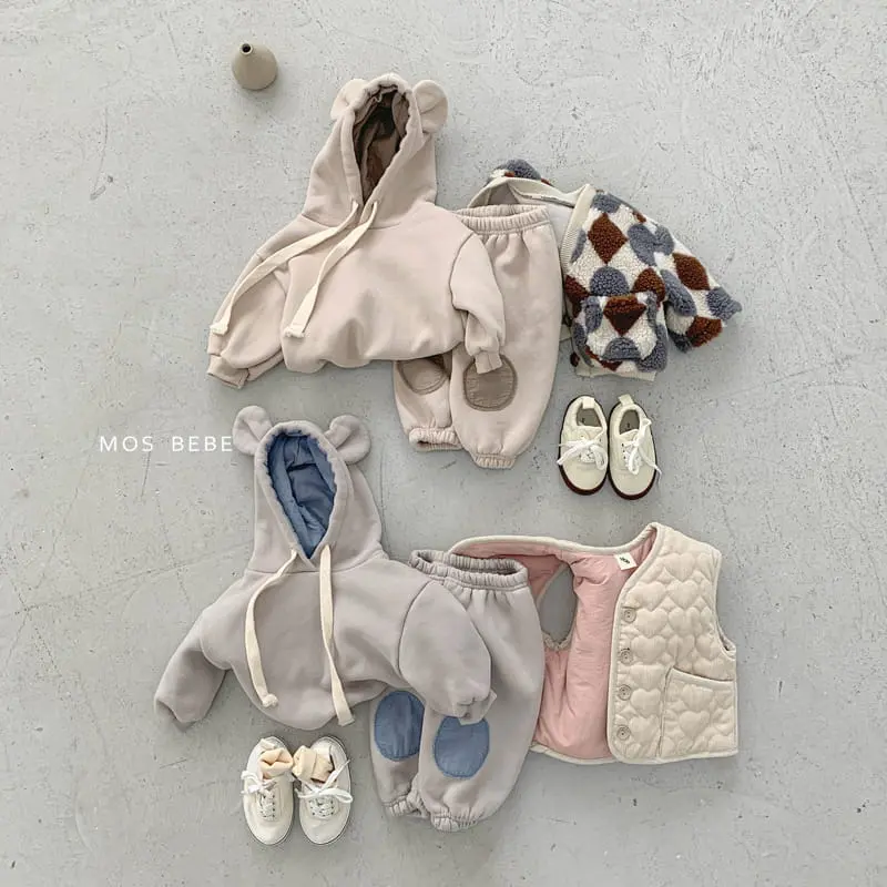 Mos Bebe - Korean Baby Fashion - #babyootd - Bear Hoody Bbang Set - 11