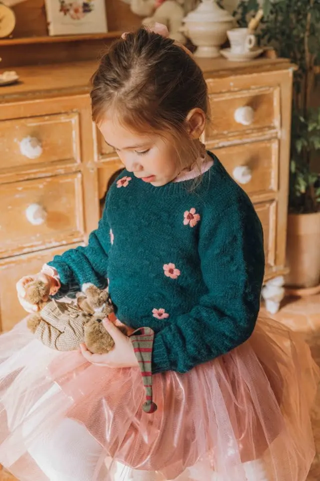 Mumunbaba - Korean Children Fashion - #childrensboutique - Flower Knit Tee - 6