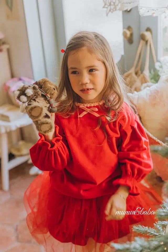 Mumunbaba - Korean Children Fashion - #littlefashionista - Veloure Ribbon Tee - 6