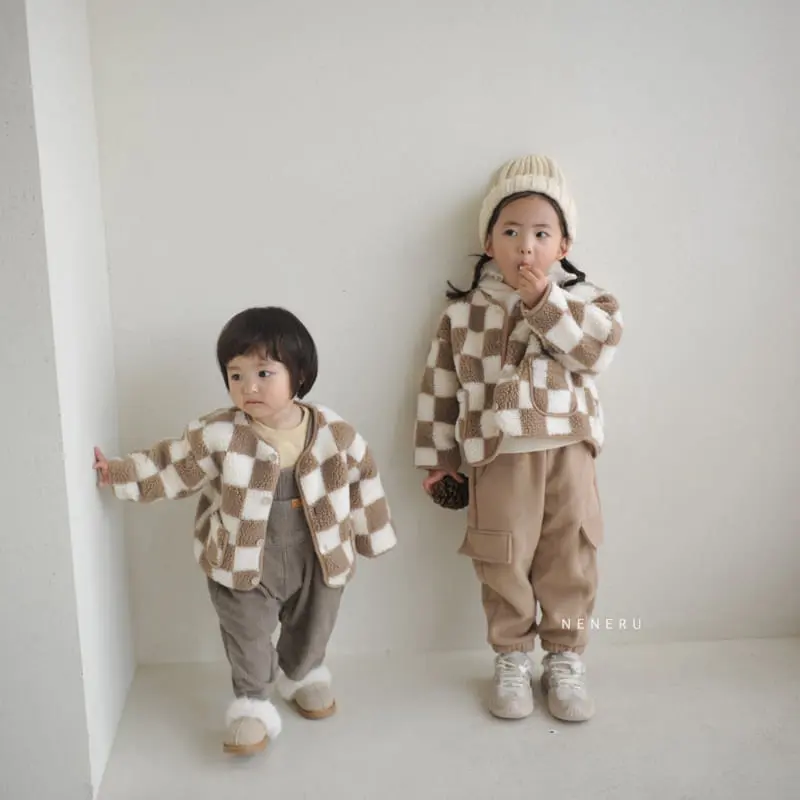 Neneru - Korean Baby Fashion - #onlinebabyshop - Half Check Jacket Bebe  - 2