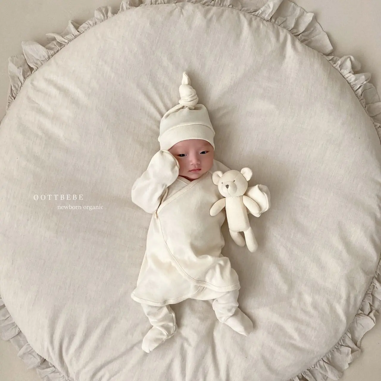 Oott Bebe - Korean Baby Fashion - #babylifestyle - Organic Baby Baenaejeogori Bonnet Set - 8