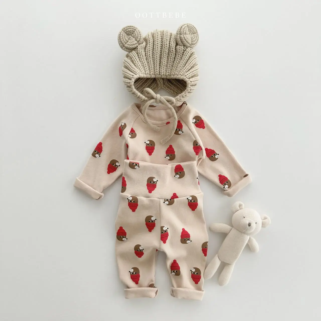 Oott Bebe - Korean Baby Fashion - #babyoninstagram - Animal Painting Bodysuit Leggings Set - 2