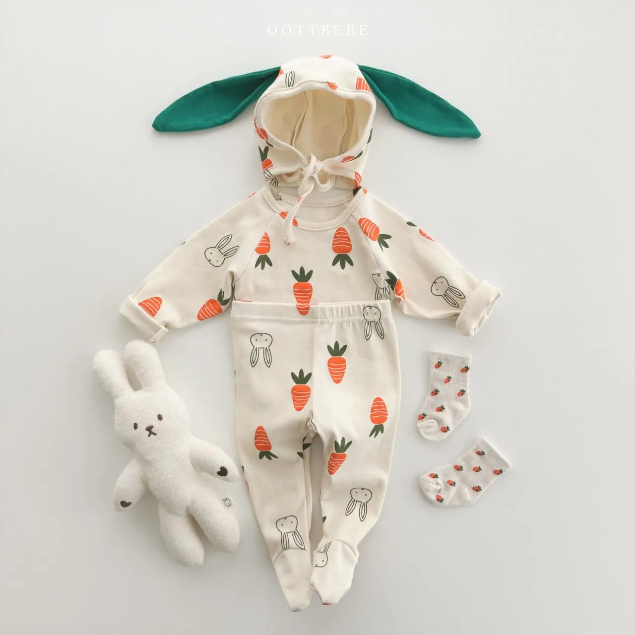 Oott Bebe - Korean Baby Fashion - #babyoninstagram - Long Sleeves Vegetable Bodysuit Set - 4