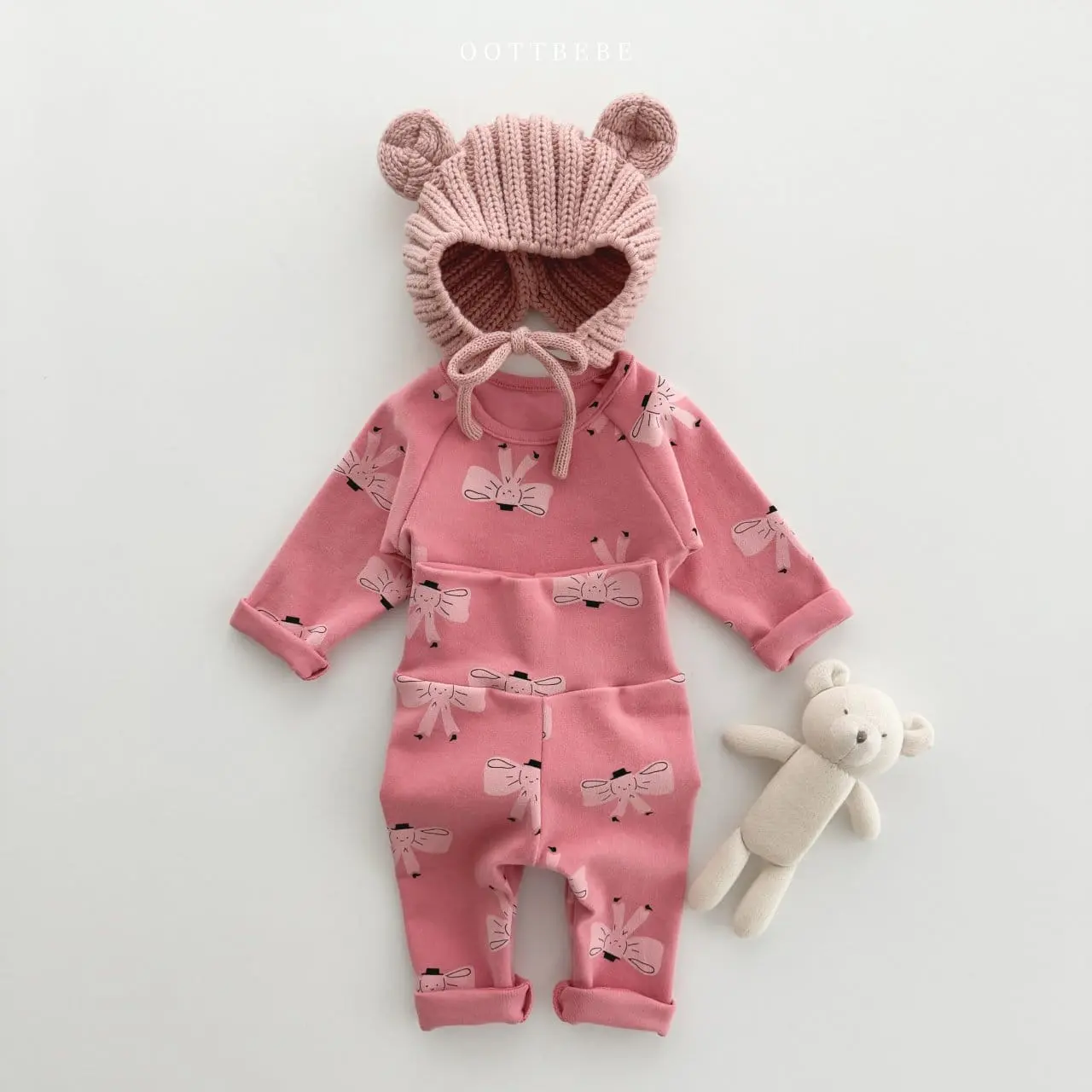 Oott Bebe - Korean Baby Fashion - #babyootd - Animal Painting Bodysuit Leggings Set - 3