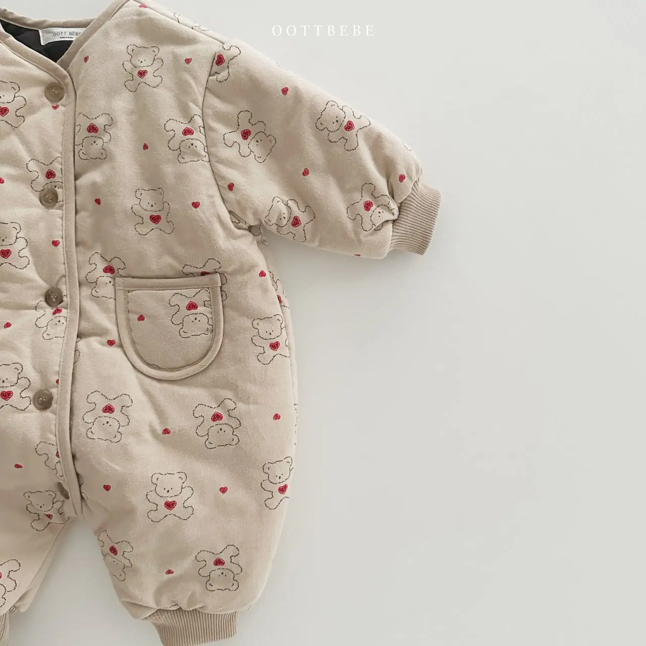 Oott Bebe - Korean Baby Fashion - #onlinebabyboutique - Heart Bear Padding Body Suit - 9