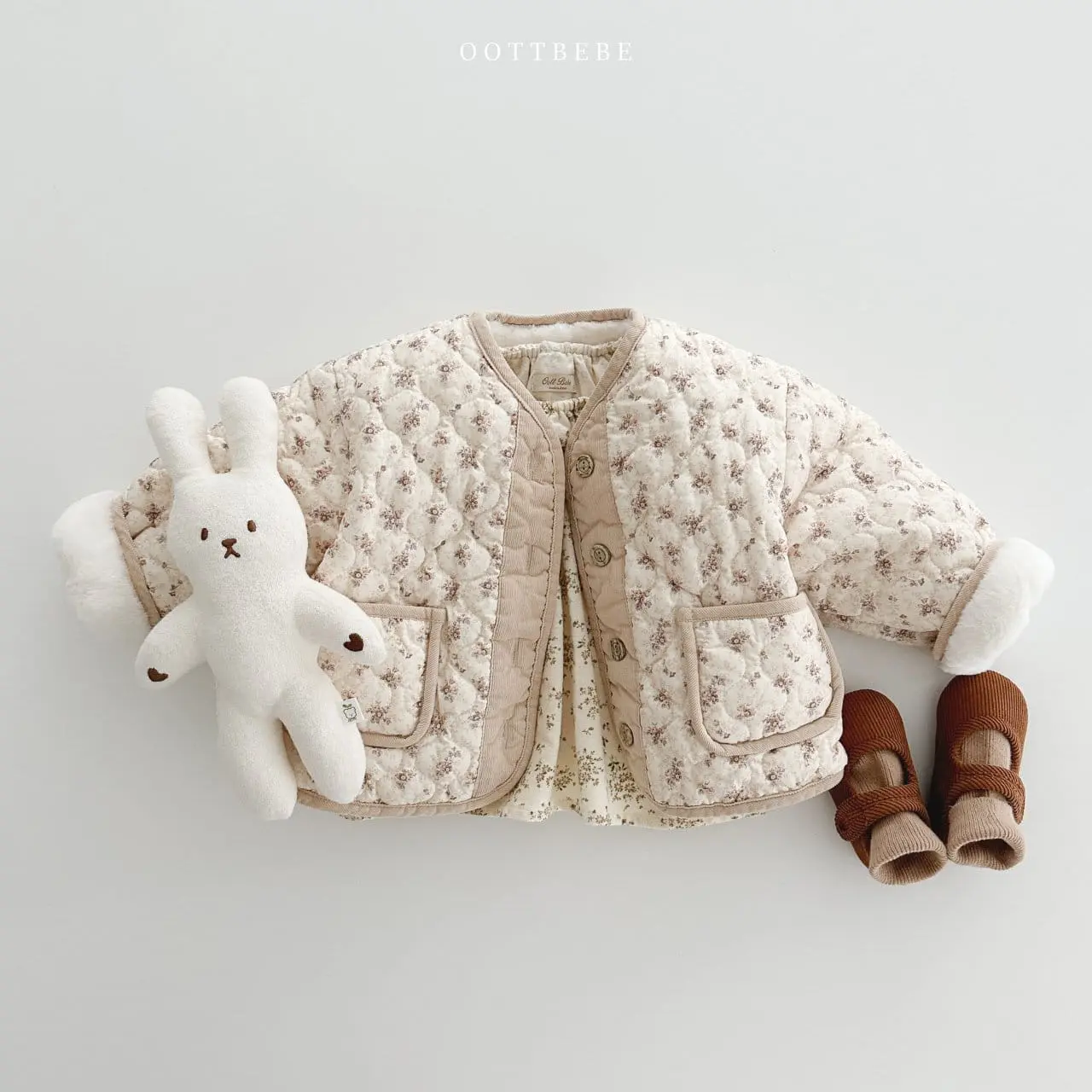 Oott Bebe - Korean Children Fashion - #kidsstore - Sage Flower Padding Jumper - 7