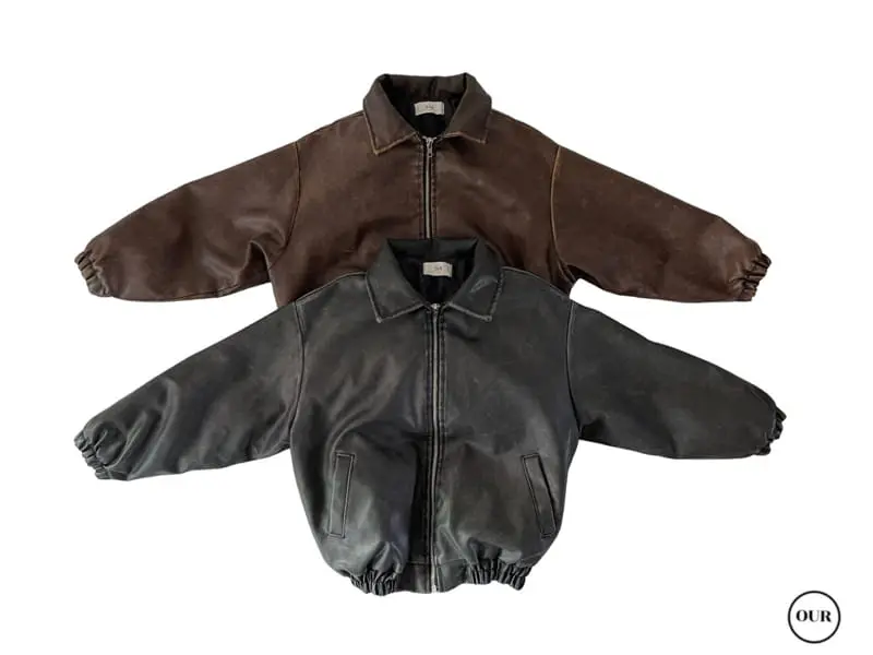 Our - Korean Children Fashion - #discoveringself - Crack Leather Jumper