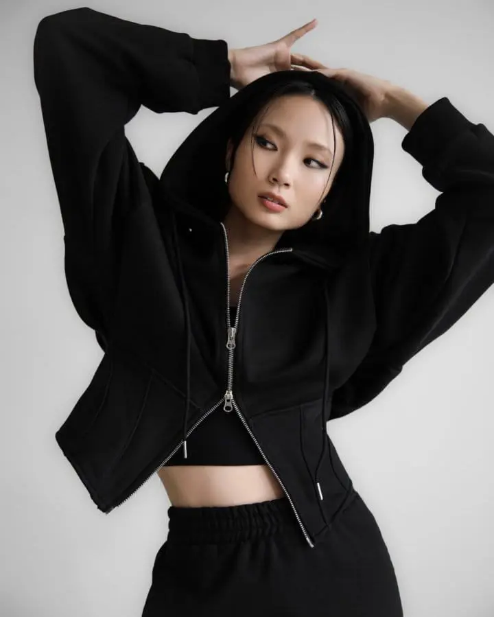 Paper Moon - Korean Women Fashion - #momslook - corset detail two way hooded full zipped up - 3