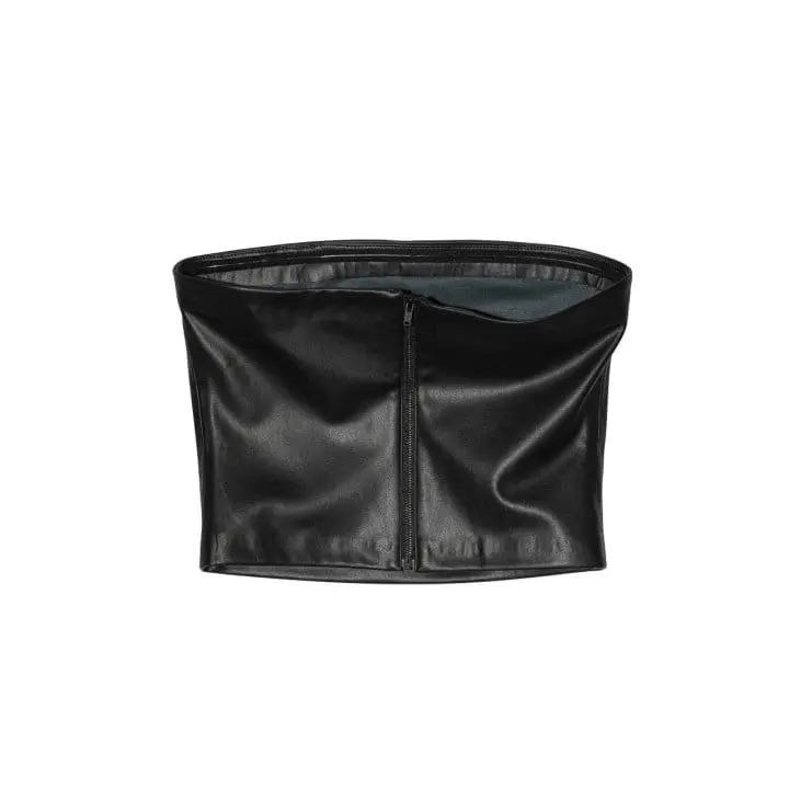 Paper Moon - Korean Women Fashion - #womensfashion - off shoulder vegan leather tube top - 4
