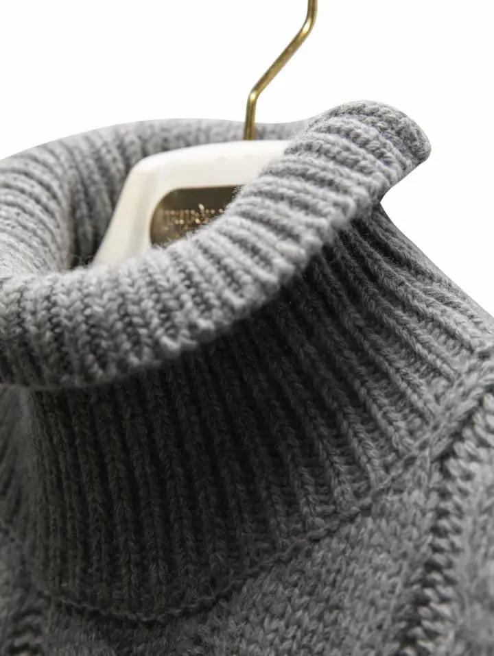 Paper Moon - Korean Women Fashion - #momslook - twisted chunky detail turtleneck knit cape top - 10