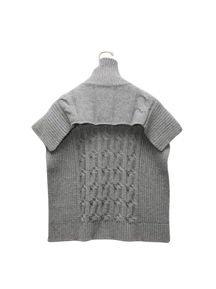 Paper Moon - Korean Women Fashion - #momslook - twisted chunky detail turtleneck knit cape top - 6