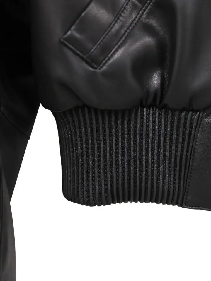 Paper Moon - Korean Women Fashion - #momslook - vegan leather cropped bomber jacket - 11