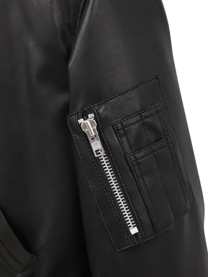 Paper Moon - Korean Women Fashion - #momslook - vegan leather cropped bomber jacket - 9