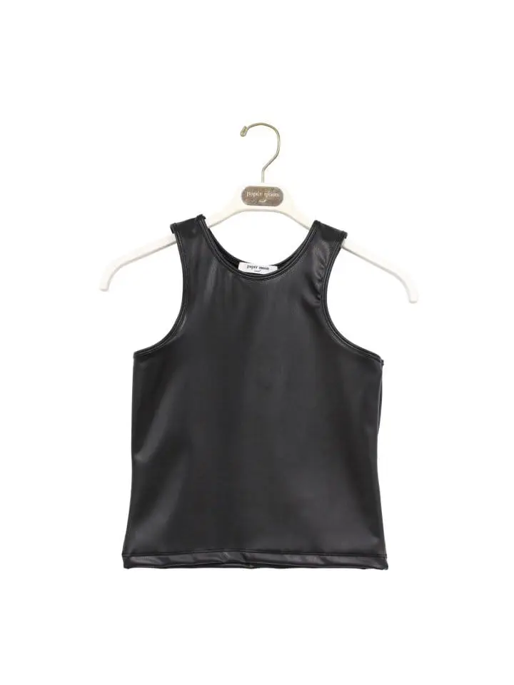 Paper Moon - Korean Women Fashion - #momslook - vegan leather cropped tank sleeveless top - 6