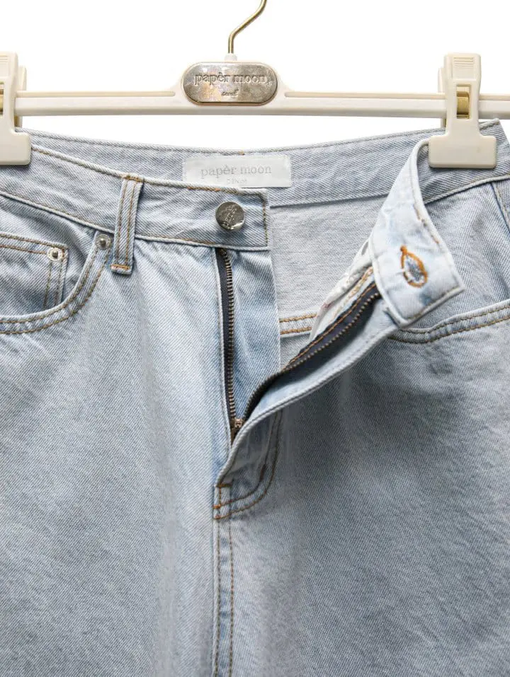 Paper Moon - Korean Women Fashion - #momslook - iced blue wide leg flared denim jeans - 10