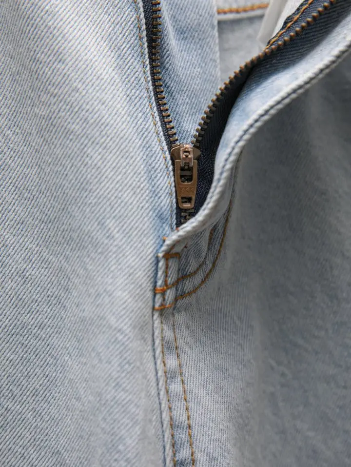 Paper Moon - Korean Women Fashion - #momslook - iced blue wide leg flared denim jeans - 11