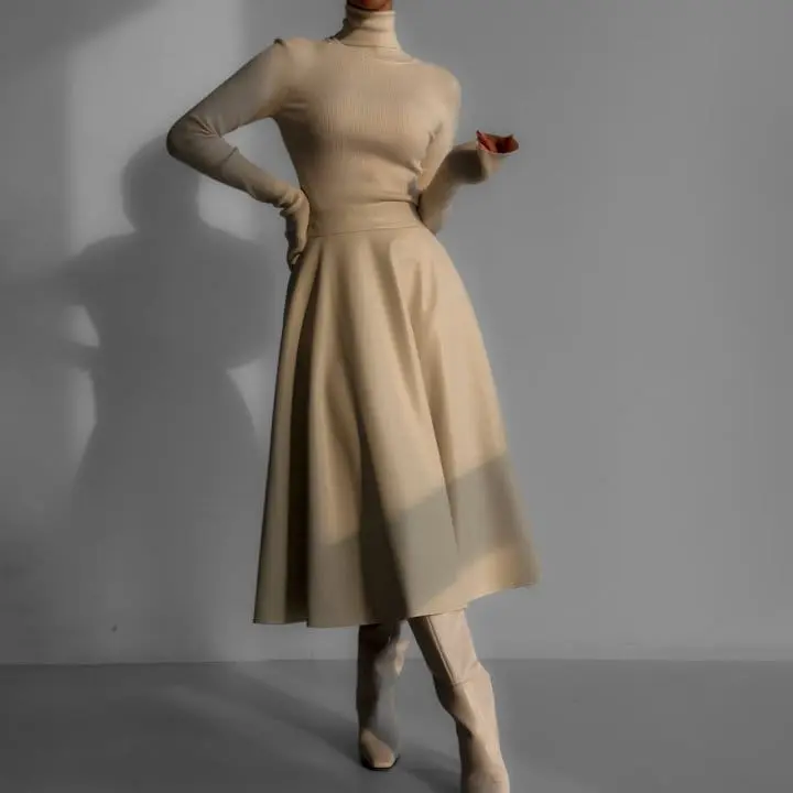 Paper Moon - Korean Women Fashion - #momslook - vegan leather A - line flared midi skirt