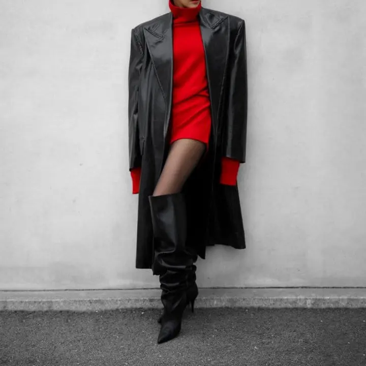 Paper Moon - Korean Women Fashion - #momslook - LUX peaked lapel detail vegan washed leather coat - 6
