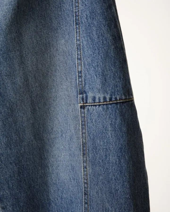 Paper Moon - Korean Women Fashion - #momslook - side stitch detail voulme blue denim jeans  - 5
