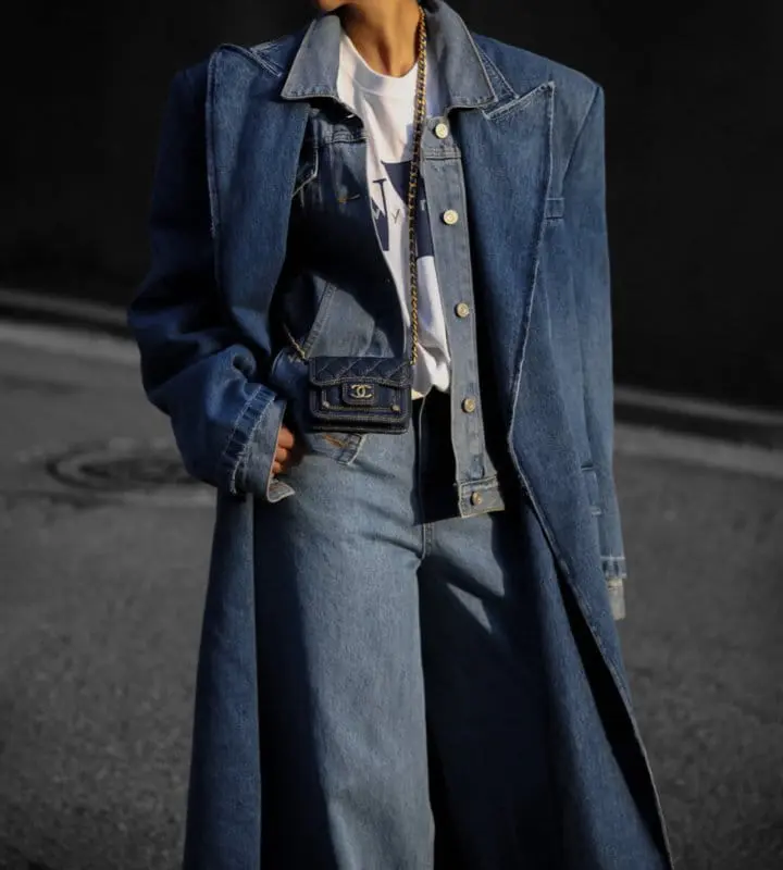 Paper Moon - Korean Women Fashion - #momslook - LUX peaked lapel detail oversized washed denim coat